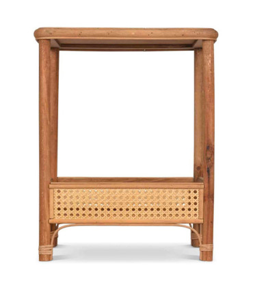 Table de chevet bois et rotin 41x30.5x50.5cm