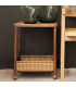 Table de chevet bois et rotin 41x30.5x50.5cm