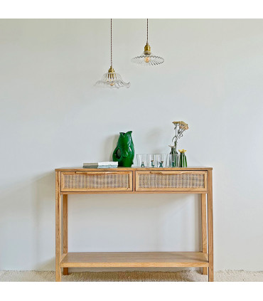 Suspension coupelle en verre et métal doré 25x25x120cm