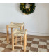 Set de 2 tabourets d'appoint nature en bois 32x32x39.5cm