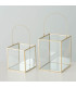 Set de 2 lanternes en métal doré et verre 14x14x19cm