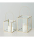Set de 2 lanternes en métal doré et verre 14x14x19cm