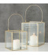 Set de 2 lanternes en métal doré et verre 14x14x19cm