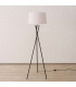 Lampadaire trépied métal noir et abat-jour blanc 44x44x158cm