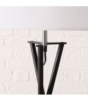 Lampadaire trépied métal noir et abat-jour blanc 44x44x158cm