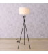 Lampadaire trépied métal noir et abat-jour blanc 44x44x158cm