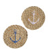 Set de 2 dessous de verres en jute tressé ancres 11.5x11.5x0.5cm