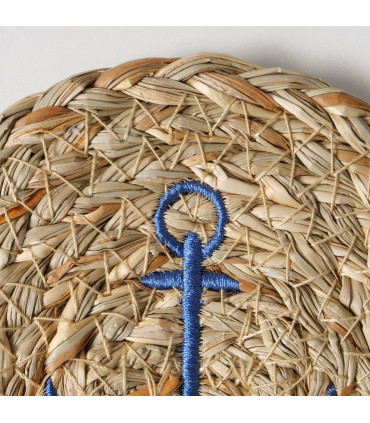 Set de 2 dessous de verres en jute tressé ancres 11.5x11.5x0.5cm