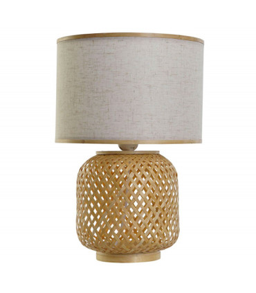 Lampe à poser bambou et abat-jour beige 25x25x40cm