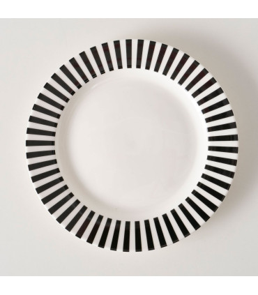 Assiette à dessert en céramique blanche et noire diamètre 20cm