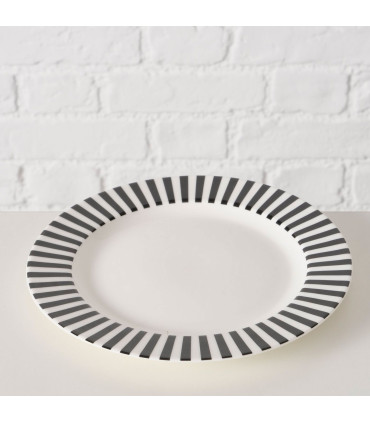 Assiette à dessert en céramique blanche et noire diamètre 20cm