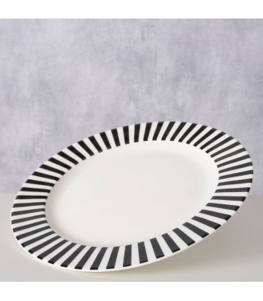 Assiette à dessert en céramique blanche et noire diamètre 20cm