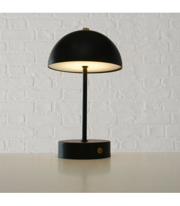 Lampe à poser champignon en métal noir LED sans fil 15x15x26cm