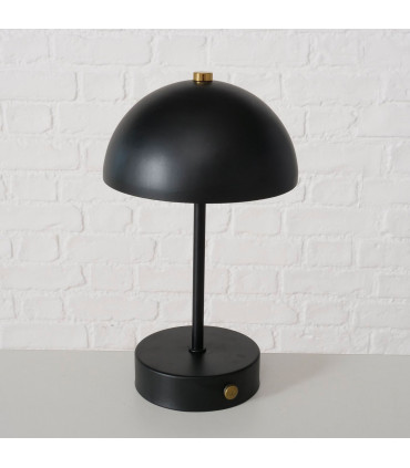 Lampe à poser champignon en métal noir LED sans fil 15x15x26cm