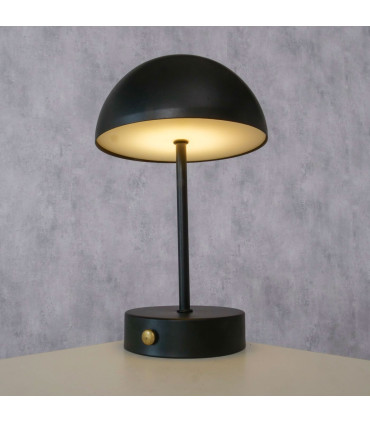 Lampe à poser champignon en métal noir LED sans fil 15x15x26cm