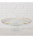 Présentoir à gâteau sur pied rond en verre et liseré doré 21.5x21.5x6cm