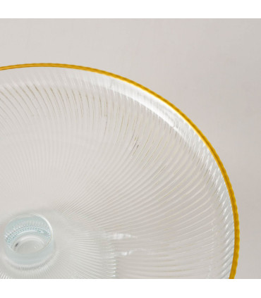 Présentoir à gâteau sur pied rond en verre et liseré doré 21.5x21.5x6cm