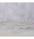 Présentoir à gâteau sur pied rond en verre et liseré doré 21.5x21.5x6cm