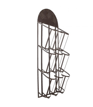 Porte bouteilles mural en métal 9 bouteilles 30x18x83cm