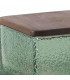 Boîte salle de bain en verre martelé vert et bois 10x10x7.5cm