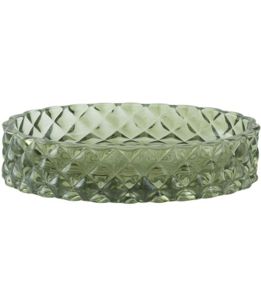 Porte savon en verre diamant vert 13x9x3cm