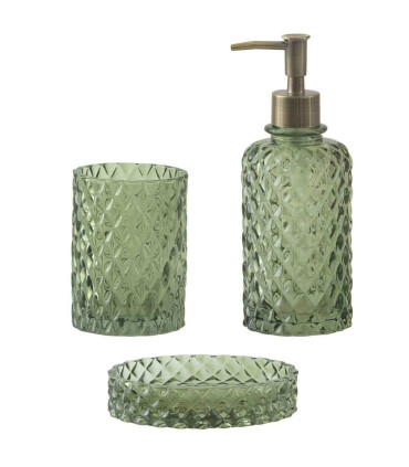 Porte savon en verre diamant vert 13x9x3cm