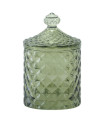 Boîte salle de bain en verre diamant vert 9.5x9.5x16cm
