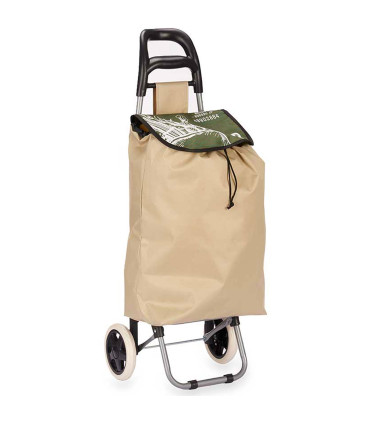 Chariot de course beige et vert 33L