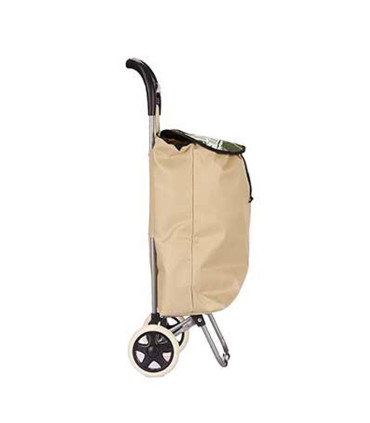 Chariot de course beige et vert 33L