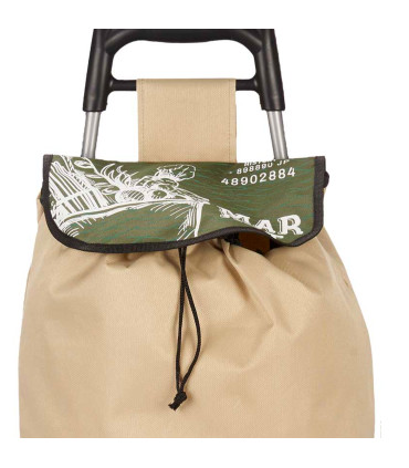 Chariot de course beige et vert 33L
