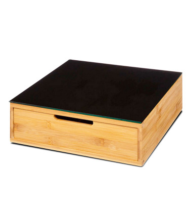 Porte capsules bambou et support cafetière 30x30x10cm