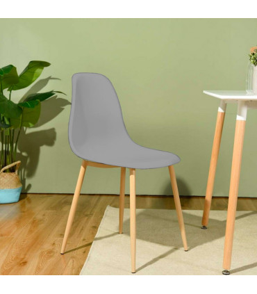 Chaise bois et plastique gris 45x48x85cm