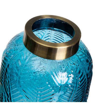 Set de 2 vases en verre bleu et vert 15x15x21cm