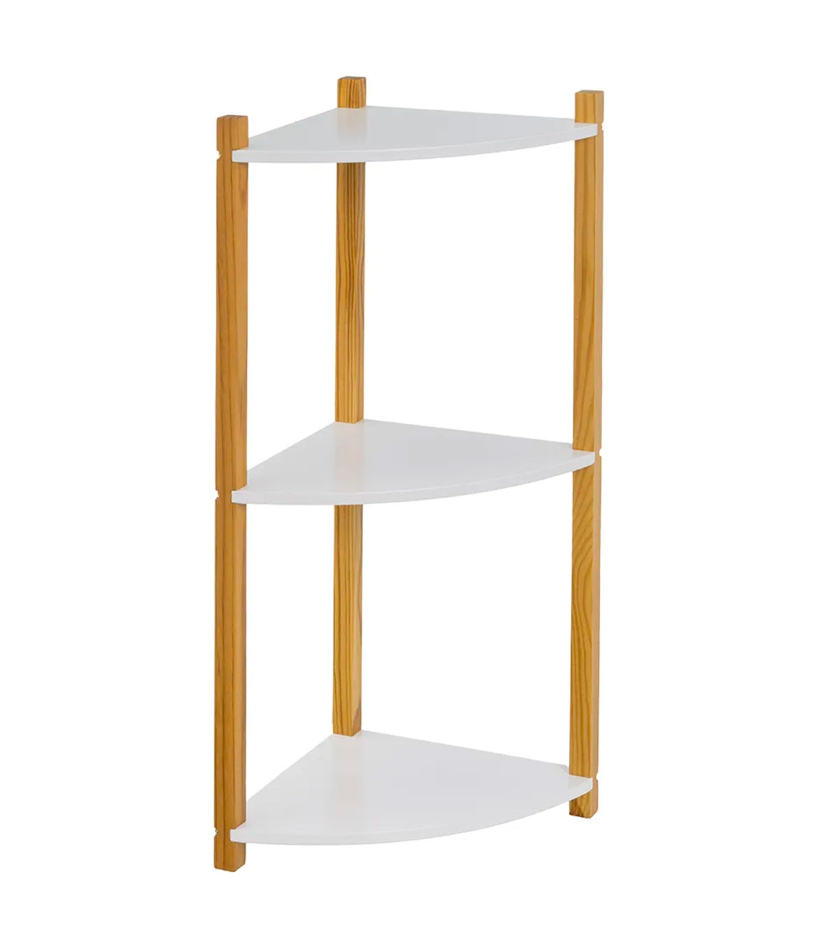 Étagère D’angle 3 Niveaux En MDF Et Métal – Design Naturel Et Blanc, Dimensions 60x24x4 Cm