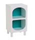 Table de chevet en bois blanc et bleu 40x32x70cm