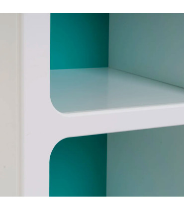 Table de chevet en bois blanc et bleu 40x32x70cm