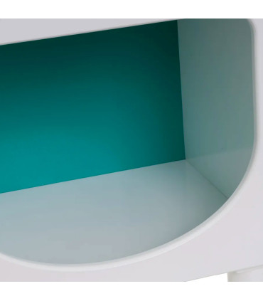 Table de chevet en bois blanc et bleu 40x32x70cm