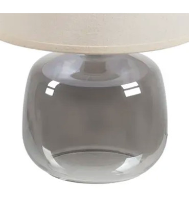 Lampe à poser pied en verre gris et abat jour beige 27x27x37cm