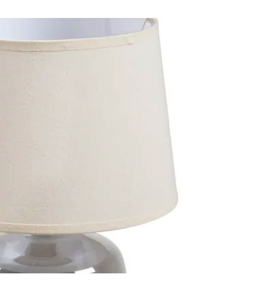 Lampe à poser pied en verre gris et abat jour beige 27x27x37cm