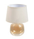 Lampe à poser pied en verre beige doré et abat jour beige 27x27x37cm