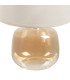 Lampe à poser pied en verre beige doré et abat jour beige 27x27x37cm