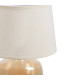 Lampe à poser pied en verre beige doré et abat jour beige 27x27x37cm