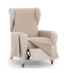 Couvre fauteuil tissu beige reversible 60 à 110cm