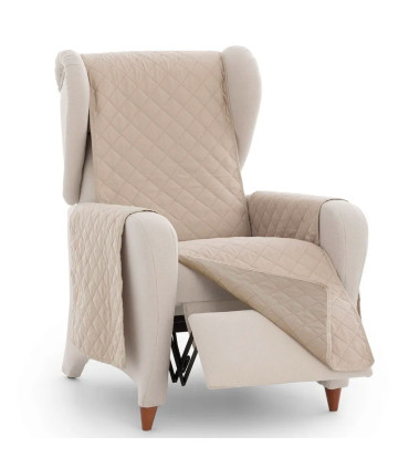 Couvre fauteuil tissu beige reversible 60 à 110cm