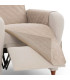 Couvre fauteuil tissu beige reversible 60 à 110cm