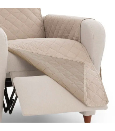 Couvre fauteuil tissu beige reversible 60 à 110cm