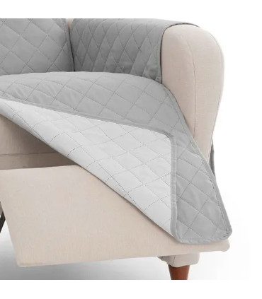 Couvre fauteuil tissu gris reversible 60 à 110cm