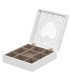 Coffret à bijoux en bois blanc taillé et verre coeur 23x23x7cm
