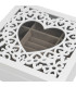 Coffret à bijoux en bois blanc taillé et verre coeur 23x23x7cm