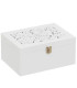 Coffret à bijoux en bois blanc taillé et miroir 20x16x10cm